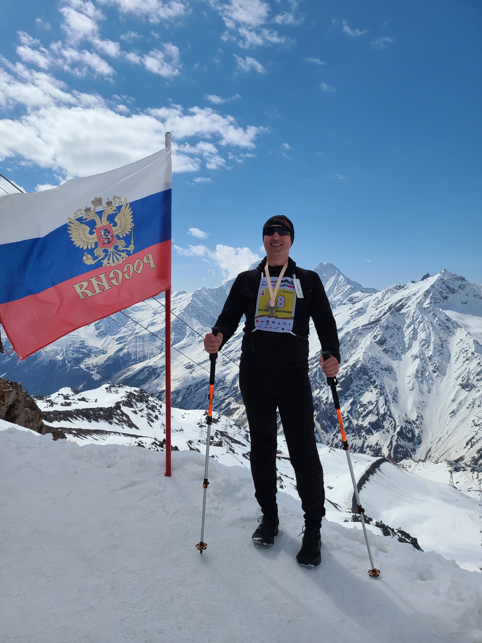 Mountaineer Richard P. Burgunder III at Mir Station along the south side of Mount Elbrus on Monday, May 5, 2025, in the Russian republic of Kabardino-Balkaria. Mount Elbrus is the tallest mountain in Europe and one of the Seven Summits.
